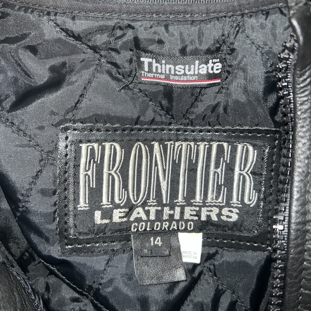 Frontier Jacket Womens 14 Leather Fringe Black Motorcycle Western Biker Cowboy - Picture 10 of 10